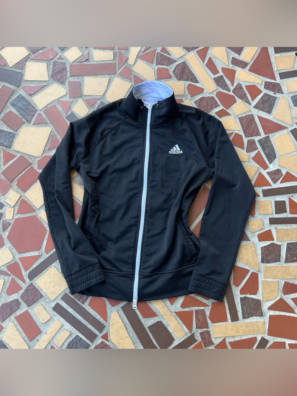 Adidas Black Full-Zip Jacket with White Trim